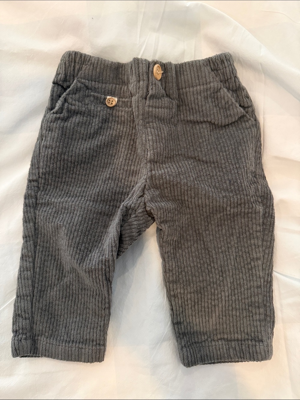 Baby Gray Corduroy Pants with Elastic Waist